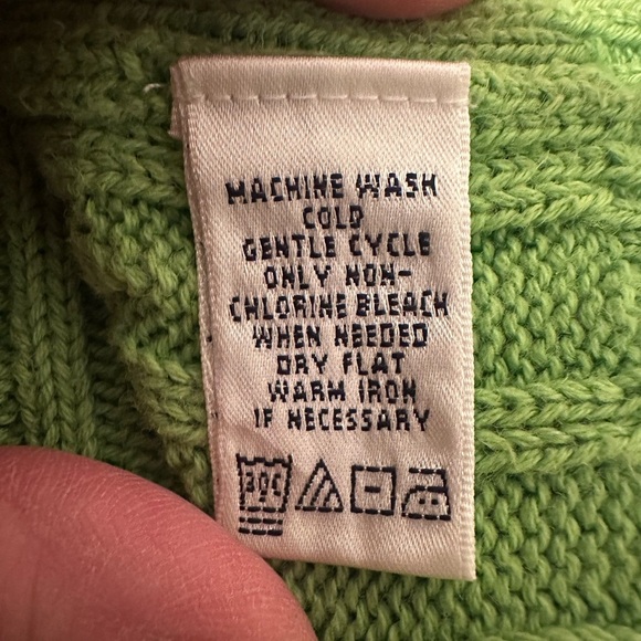 Lilly Pulitzer Green Cable Knit Sweater Pink Palm Tree Sz XS Vintage - Picture 8 of 9